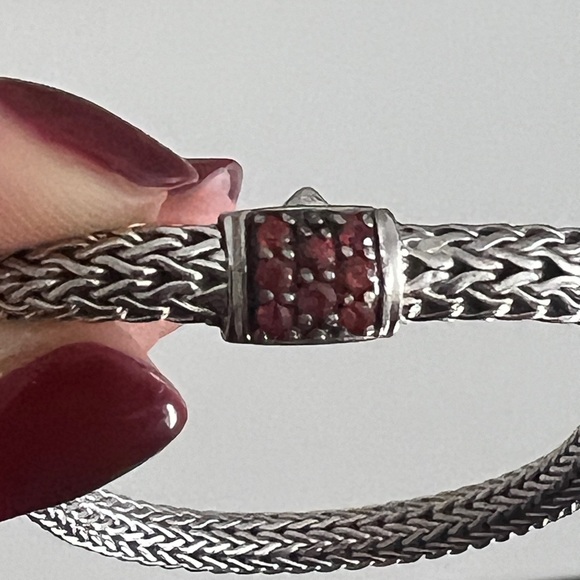 John Hardy Sterling Silver Black Sapphire/ African Ruby Bracelet - Picture 6 of 9